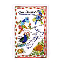New Zealand Birds & Flowers Tea Towel - MBF9 6 PACK